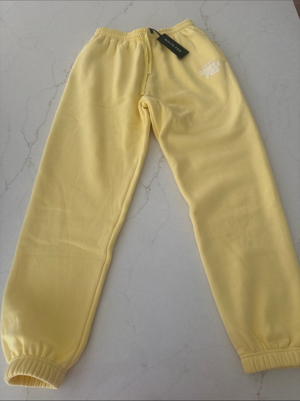 White Fox Boutique Pale Yellow Track Joggers